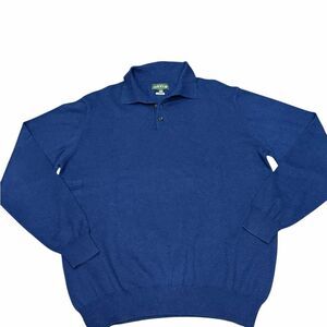 👕 Orvis Men’s Navy Collared Sweater | Size M | Cotton/Silk/Cashmere Blend | EUC